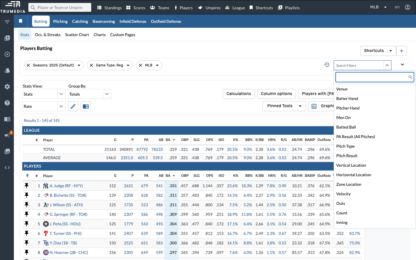 Open the Search Filters panel
