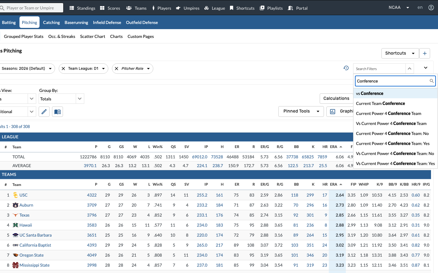 Search for the Conference filter