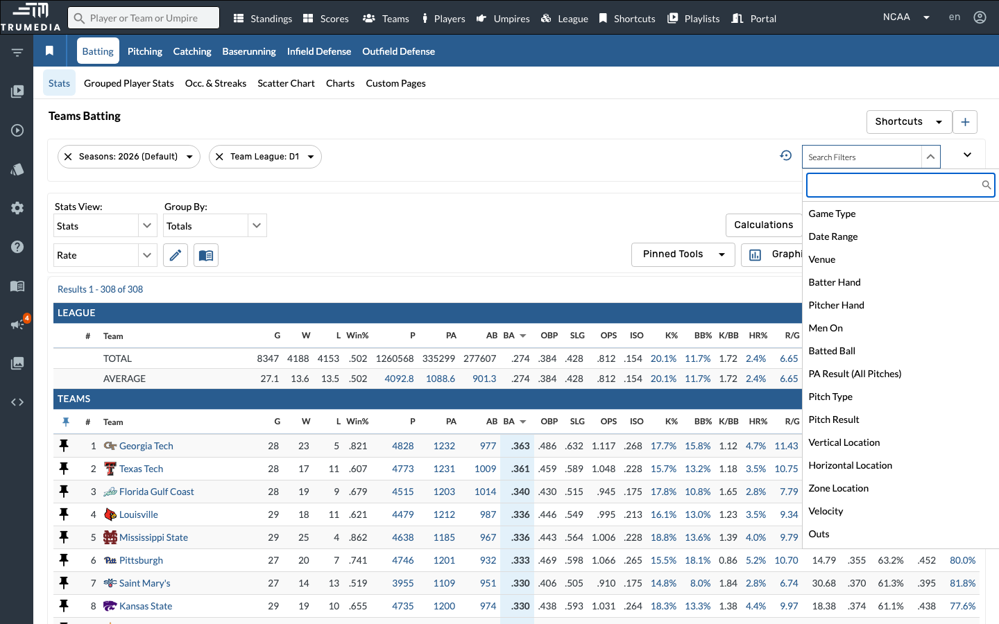Open the Search Filters panel